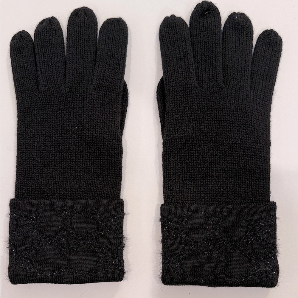COACH Black Signature C Metallic Gloves